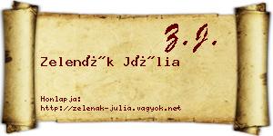 Zelenák Júlia névjegykártya